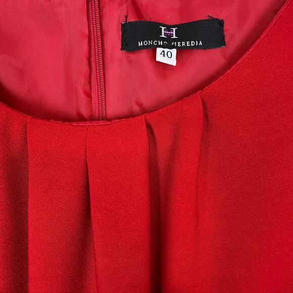 Moncho Heredia Spain Red Tan Striped Sleeveless Sheath Dress Size 10 - Picture 4 of 10